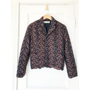 Comme des Garcons Chanel-Style Patchwork Jacket Brown Black White